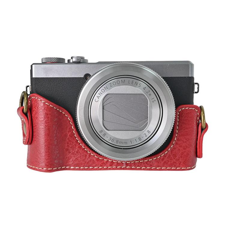 For Canon G7 X Mark III / G7X3 Retro Litchi Texture Leather Full Body Camera Case Bag with Strap