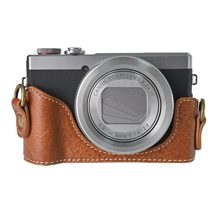For Canon G7 X Mark III / G7X3 Retro Litchi Texture Leather Full Body Camera Case Bag with Strap