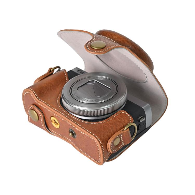 For Canon G7 X Mark III / G7X3 Retro Litchi Texture Leather Full Body Camera Case Bag with Strap