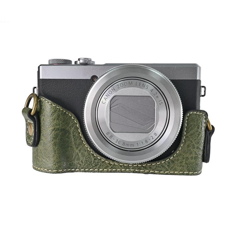 For Canon G7 X Mark III / G7X3 Retro Litchi Texture Leather Full Body Camera Case Bag with Strap