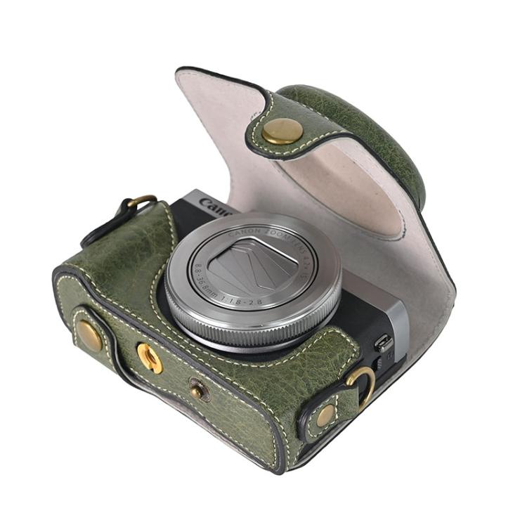 For Canon G7 X Mark III / G7X3 Retro Litchi Texture Leather Full Body Camera Case Bag with Strap