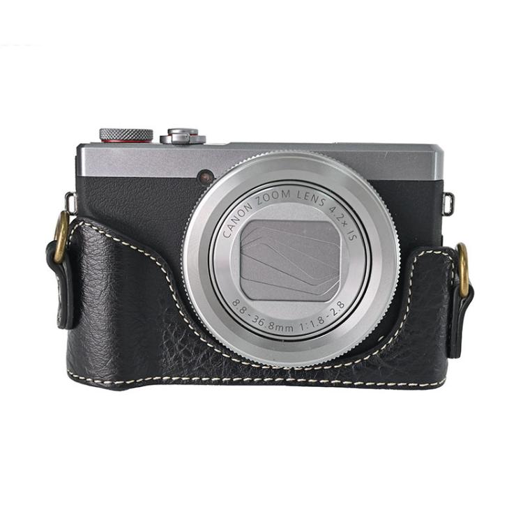 For Canon G7 X Mark III / G7X3 Retro Litchi Texture Leather Full Body Camera Case Bag with Strap