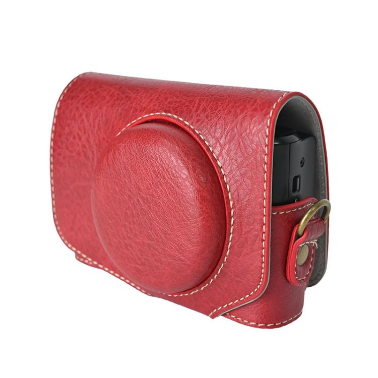 For Canon PowerShot SX740 HS Retro Litchi Texture Leather Full Body Camera Case Bag with Strap