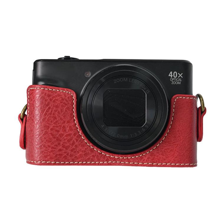 For Canon PowerShot SX740 HS Retro Litchi Texture Leather Full Body Camera Case Bag with Strap