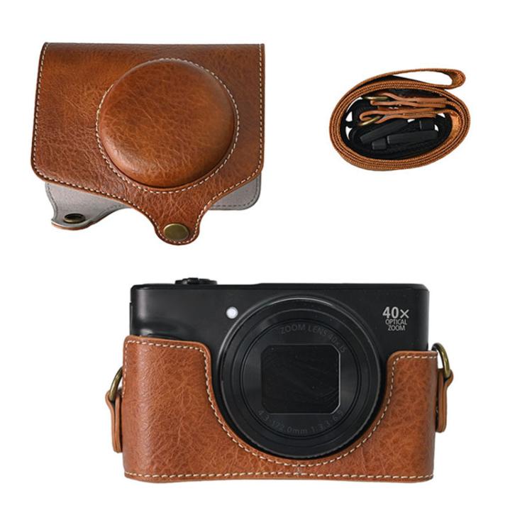 For Canon PowerShot SX740 HS Retro Litchi Texture Leather Full Body Camera Case Bag with Strap
