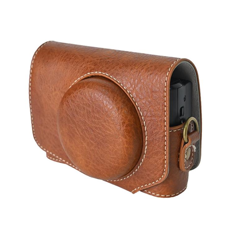For Canon PowerShot SX740 HS Retro Litchi Texture Leather Full Body Camera Case Bag with Strap