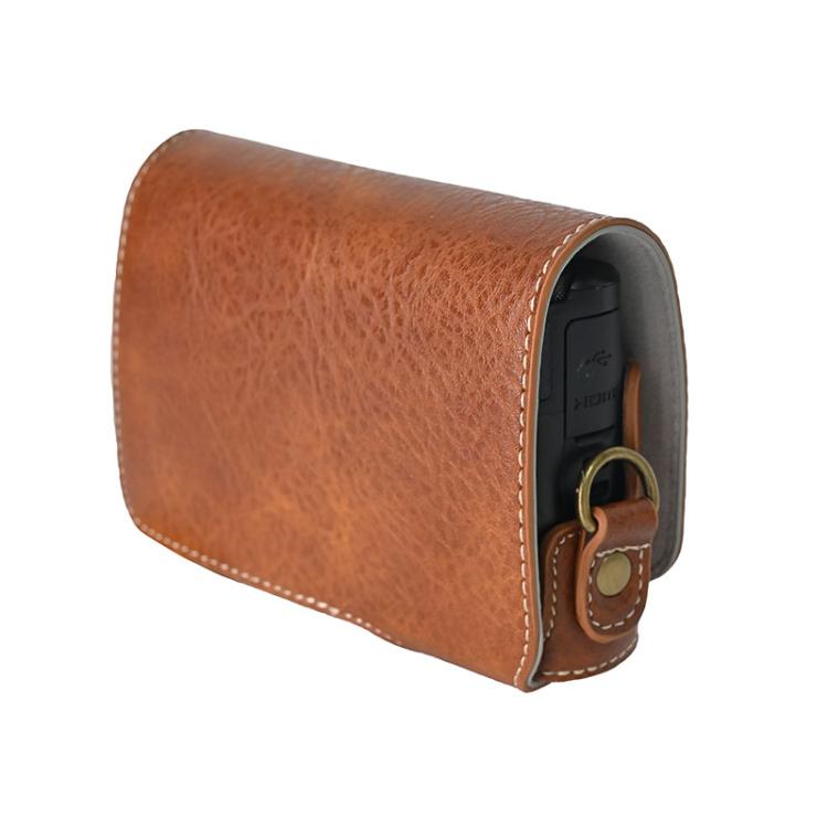For Canon PowerShot SX740 HS Retro Litchi Texture Leather Full Body Camera Case Bag with Strap