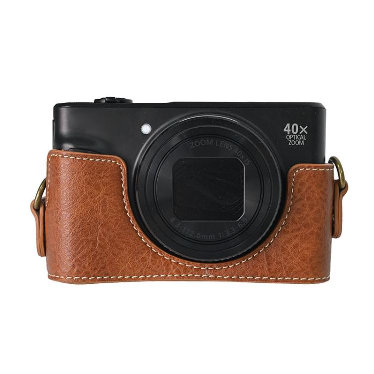 For Canon PowerShot SX740 HS Retro Litchi Texture Leather Full Body Camera Case Bag with Strap