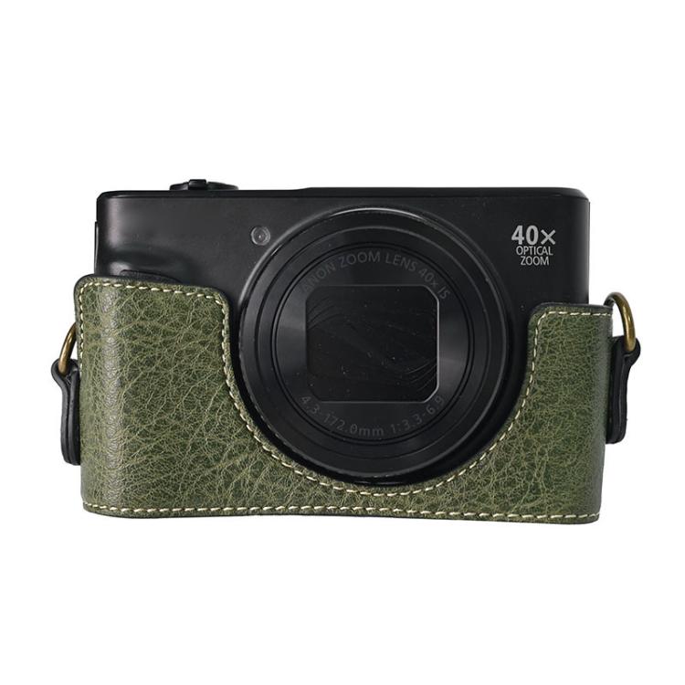 For Canon PowerShot SX740 HS Retro Litchi Texture Leather Full Body Camera Case Bag with Strap