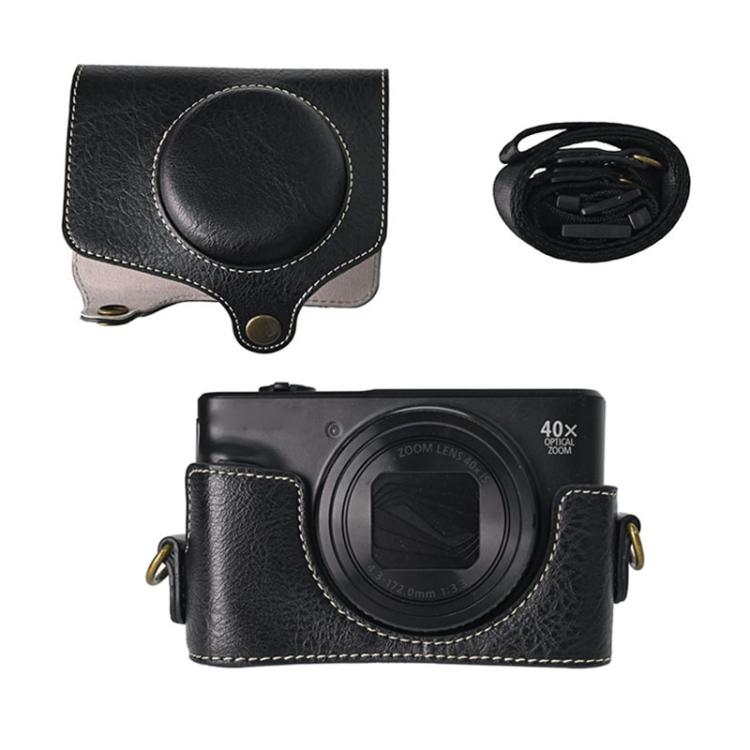 For Canon PowerShot SX740 HS Retro Litchi Texture Leather Full Body Camera Case Bag with Strap