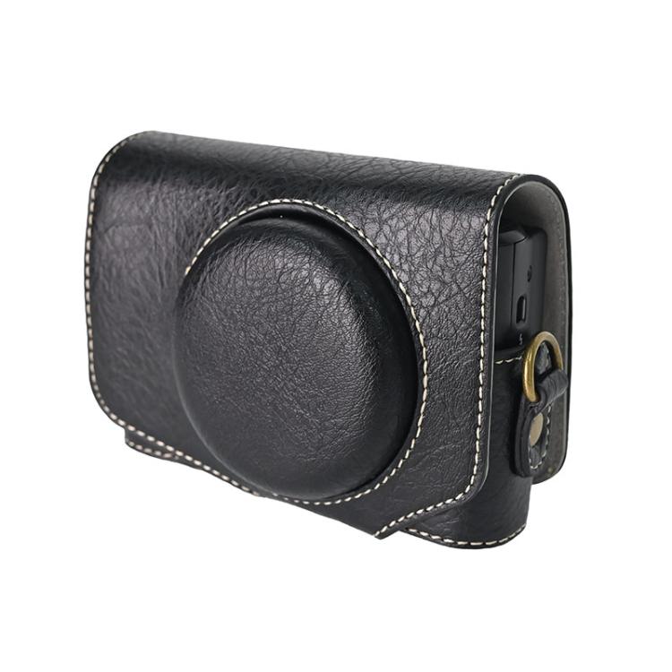 For Canon PowerShot SX740 HS Retro Litchi Texture Leather Full Body Camera Case Bag with Strap