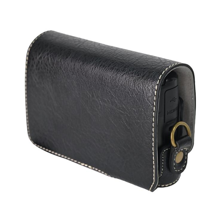 For Canon PowerShot SX740 HS Retro Litchi Texture Leather Full Body Camera Case Bag with Strap