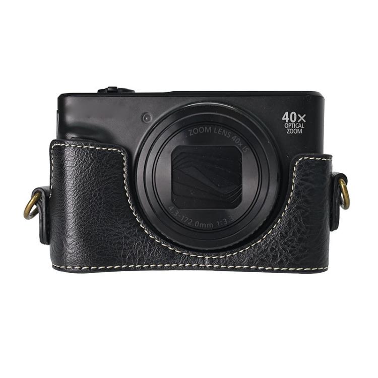 For Canon PowerShot SX740 HS Retro Litchi Texture Leather Full Body Camera Case Bag with Strap