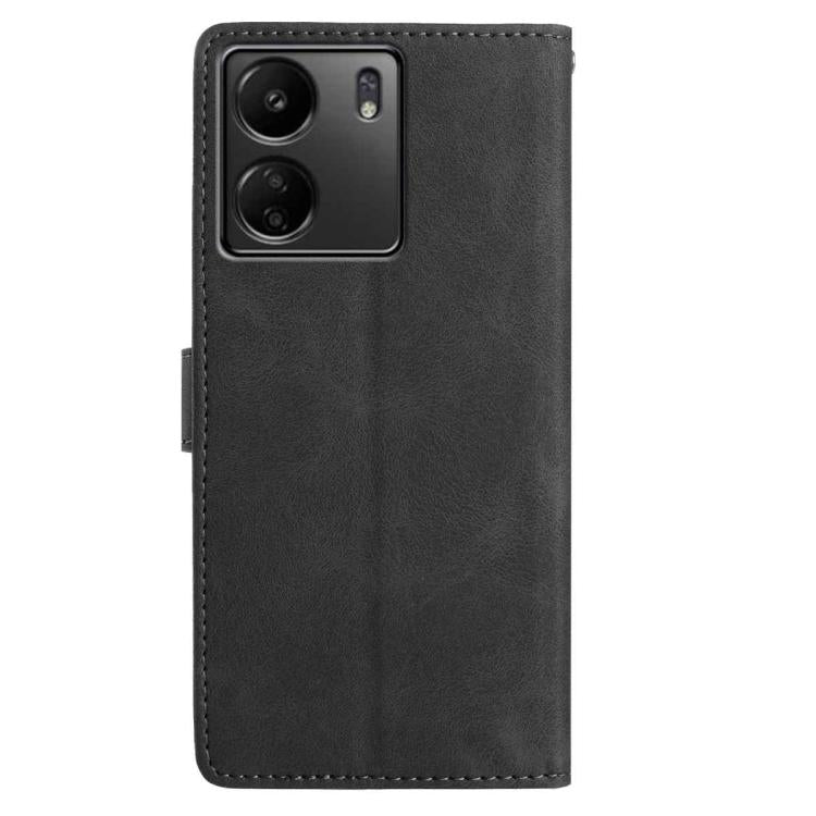 For Redmi 13C 4G Skin Feel Embossed Feather Leather Phone Case