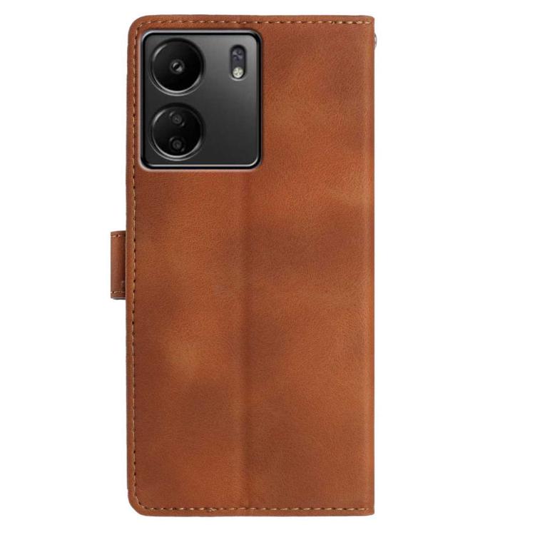 For Redmi 13C 4G Skin Feel Embossed Feather Leather Phone Case