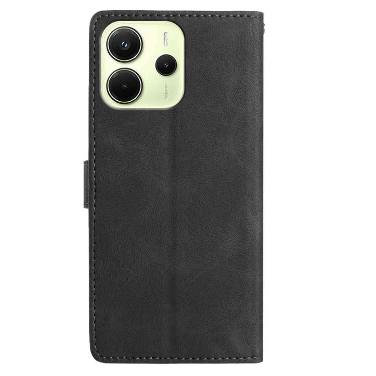 For Redmi Note 14 4G 164.84mm Skin Feel Embossed Feather Leather Phone Case