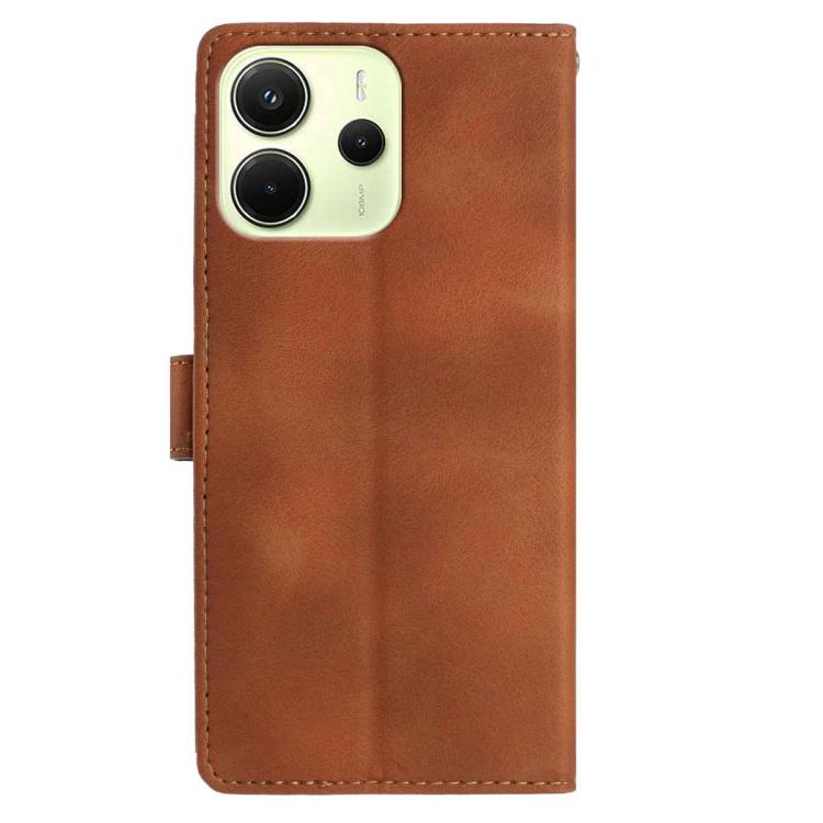 For Redmi Note 14 4G 164.84mm Skin Feel Embossed Feather Leather Phone Case
