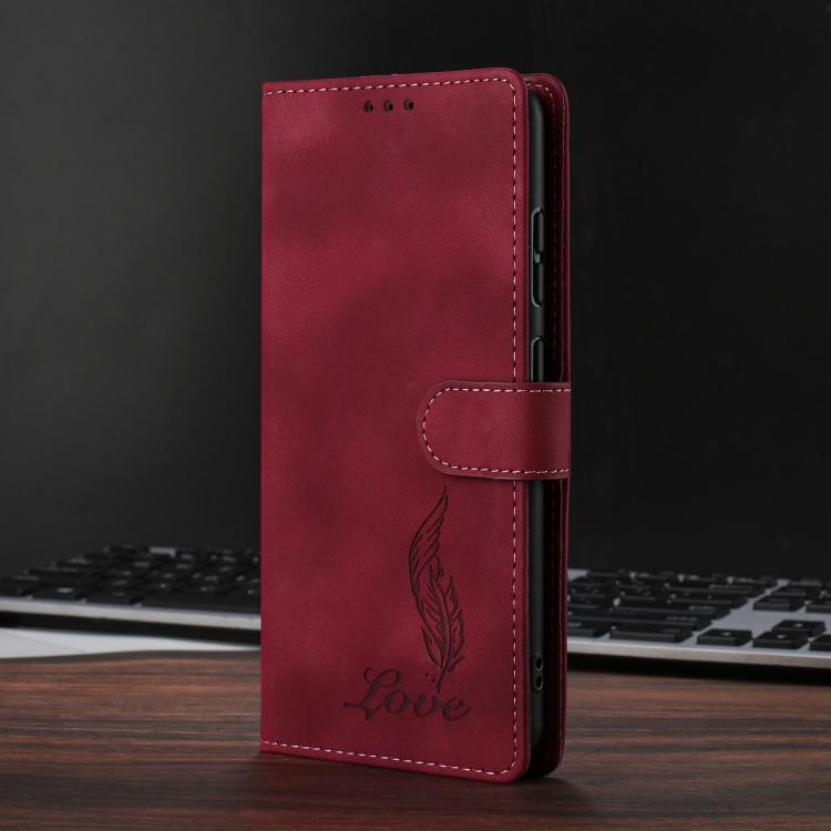 For Redmi Note 14 Pro 4G Skin Feel Embossed Feather Leather Phone Case