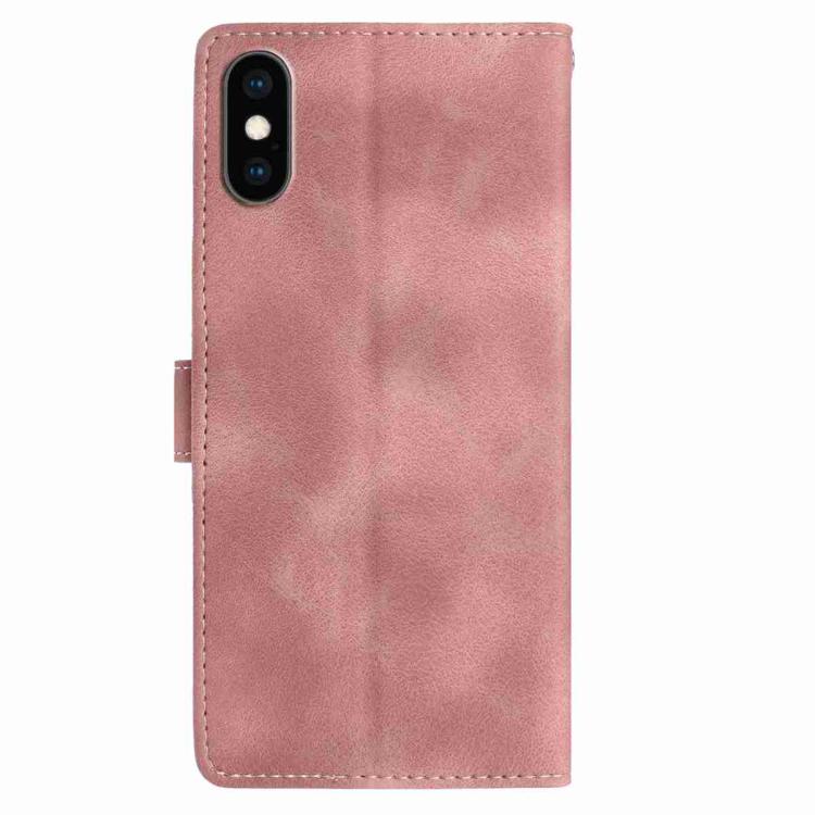 For iPhone XS Max Skin Feel Embossed Feather Leather Phone Case