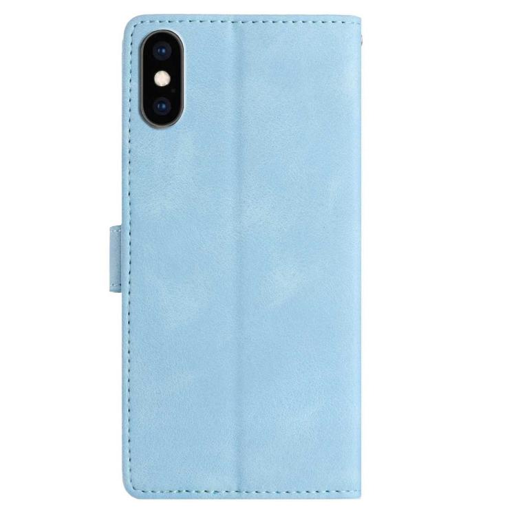 For iPhone XS Max Skin Feel Embossed Feather Leather Phone Case