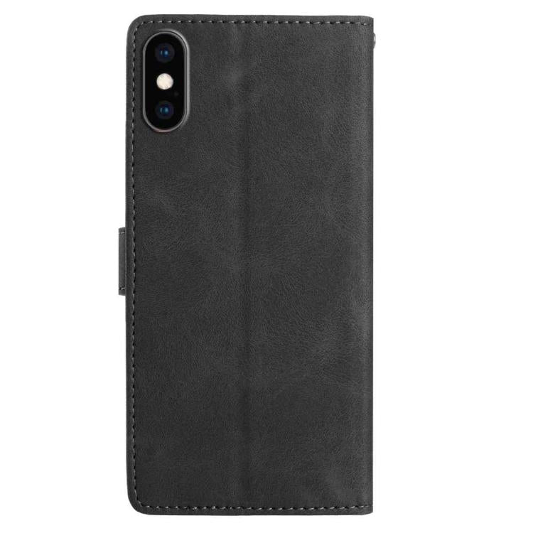 For iPhone XS Max Skin Feel Embossed Feather Leather Phone Case