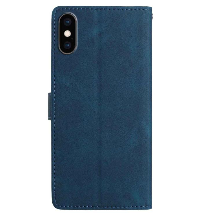 For iPhone XS Max Skin Feel Embossed Feather Leather Phone Case