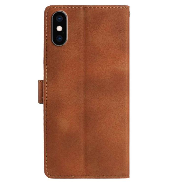 For iPhone XS Max Skin Feel Embossed Feather Leather Phone Case