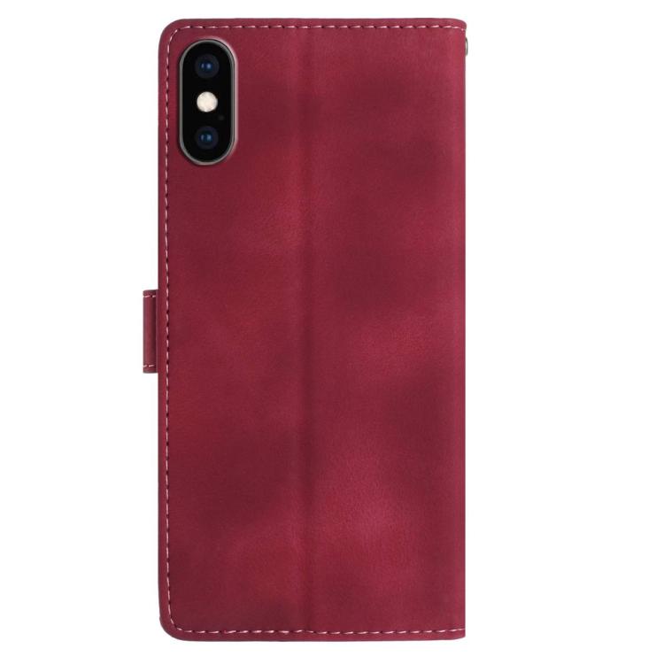 For iPhone XS Max Skin Feel Embossed Feather Leather Phone Case