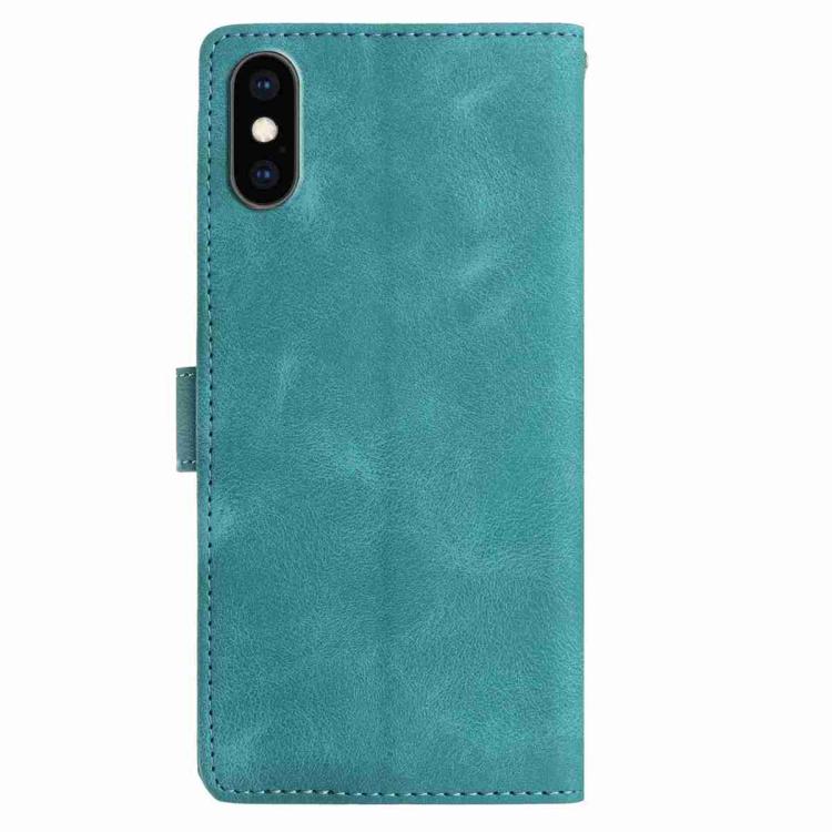 For iPhone XS / X Skin Feel Embossed Feather Leather Phone Case
