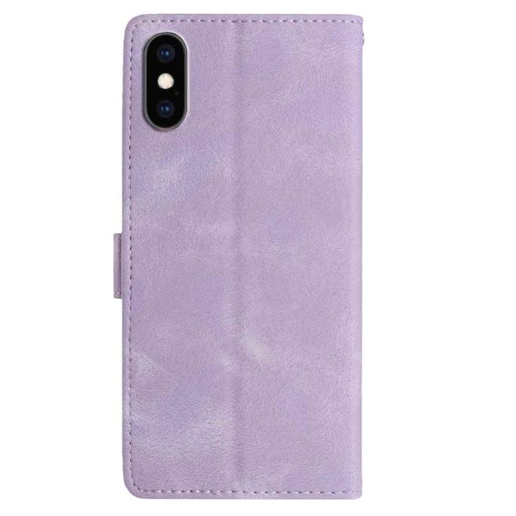 For iPhone XS / X Skin Feel Embossed Feather Leather Phone Case
