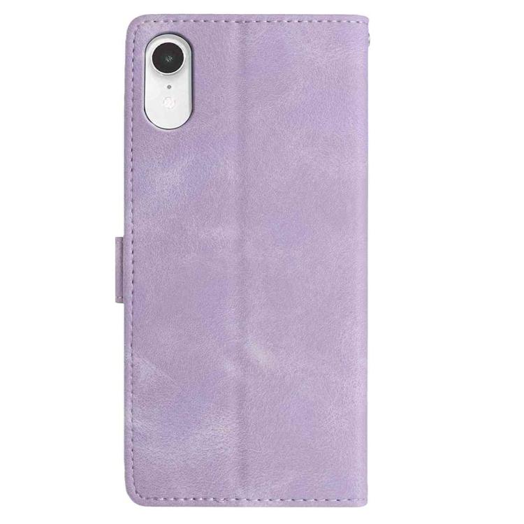 For iPhone XR Skin Feel Embossed Feather Leather Phone Case