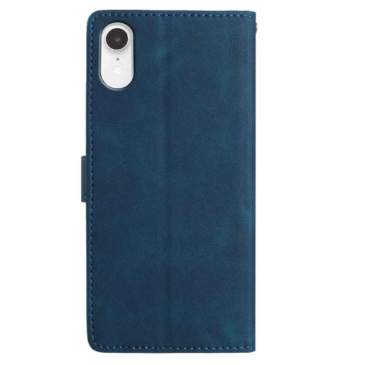 For iPhone XR Skin Feel Embossed Feather Leather Phone Case