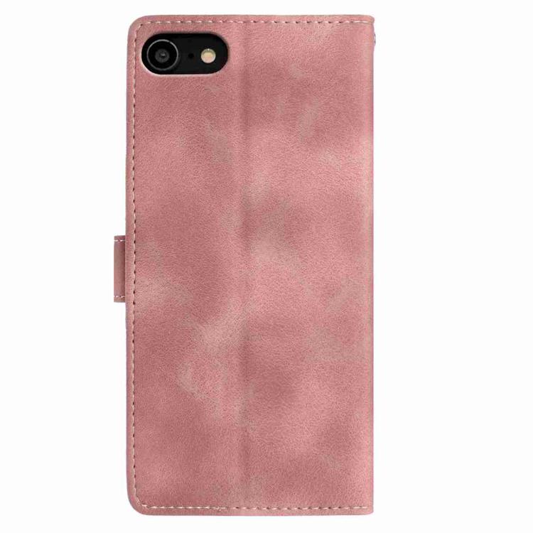 For iPhone SE 2022 / SE 2020 / 8 / 7 Skin Feel Embossed Feather Leather Phone Case