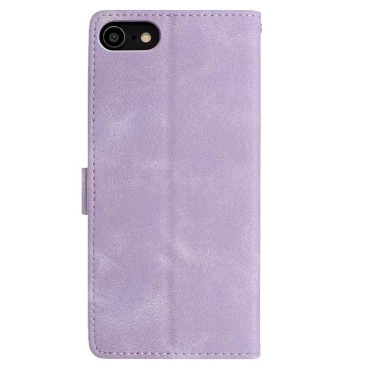 For iPhone SE 2022 / SE 2020 / 8 / 7 Skin Feel Embossed Feather Leather Phone Case