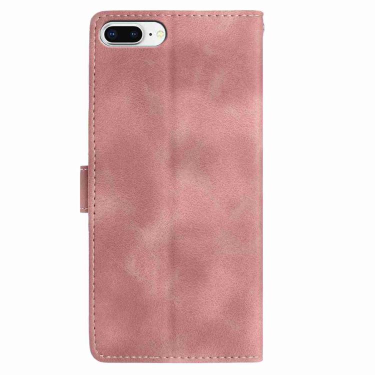 For iPhone 8 Plus / 7 Plus Skin Feel Embossed Feather Leather Phone Case