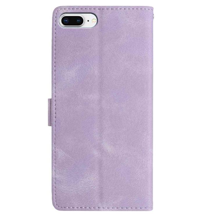 For iPhone 8 Plus / 7 Plus Skin Feel Embossed Feather Leather Phone Case