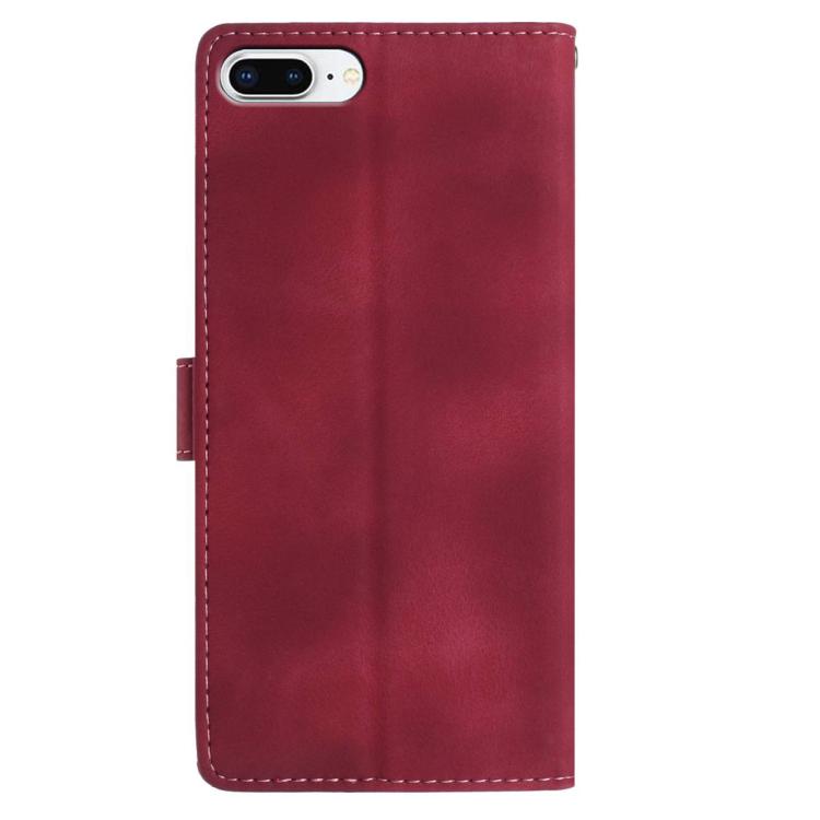 For iPhone 8 Plus / 7 Plus Skin Feel Embossed Feather Leather Phone Case