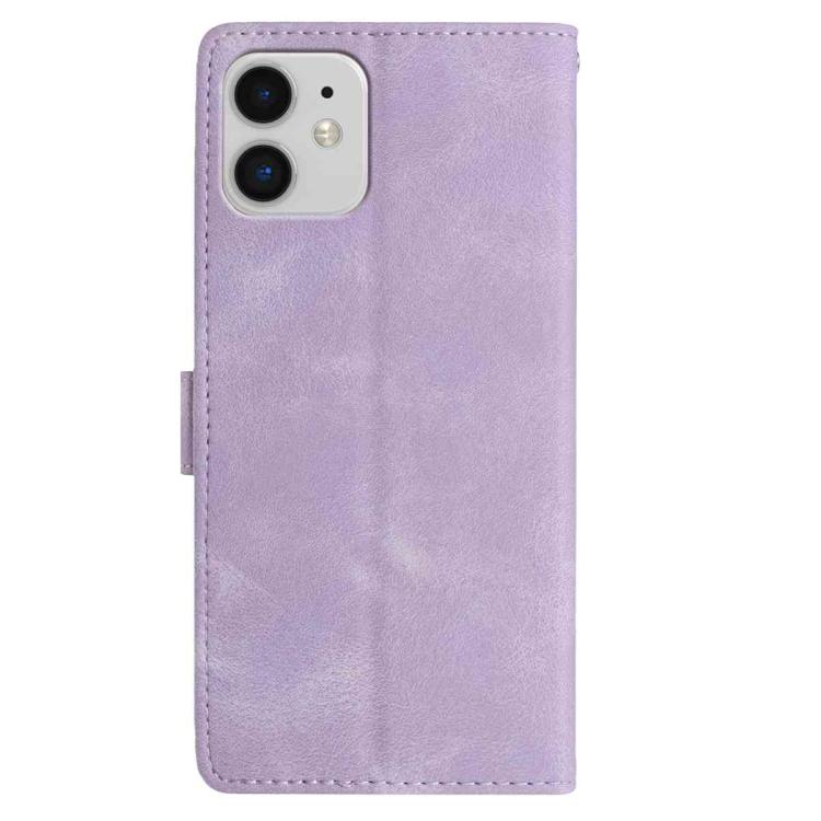 For iPhone 11 Skin Feel Embossed Feather Leather Phone Case