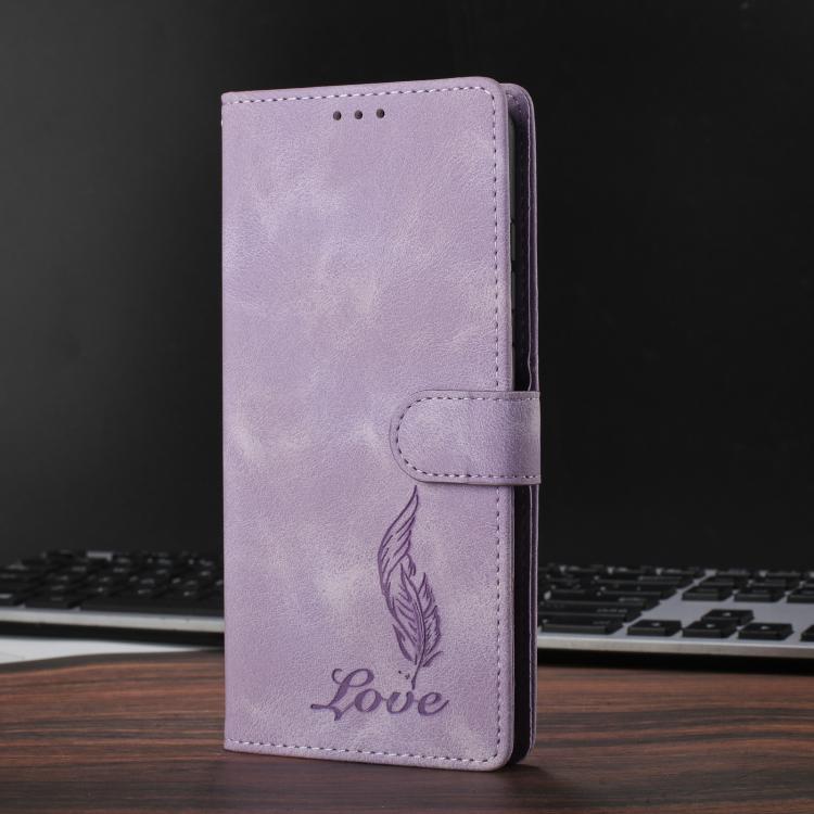 For iPhone 11 Skin Feel Embossed Feather Leather Phone Case