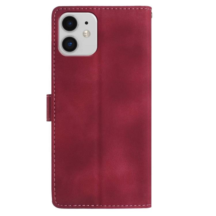 For iPhone 11 Skin Feel Embossed Feather Leather Phone Case