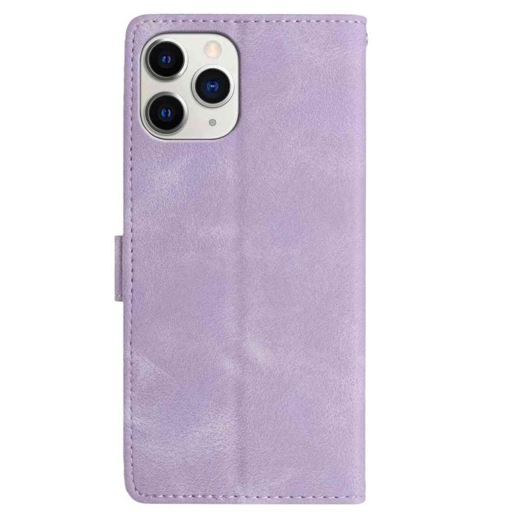For iPhone 11 Pro Skin Feel Embossed Feather Leather Phone Case