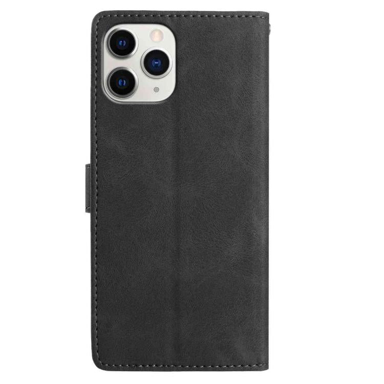 For iPhone 11 Pro Skin Feel Embossed Feather Leather Phone Case