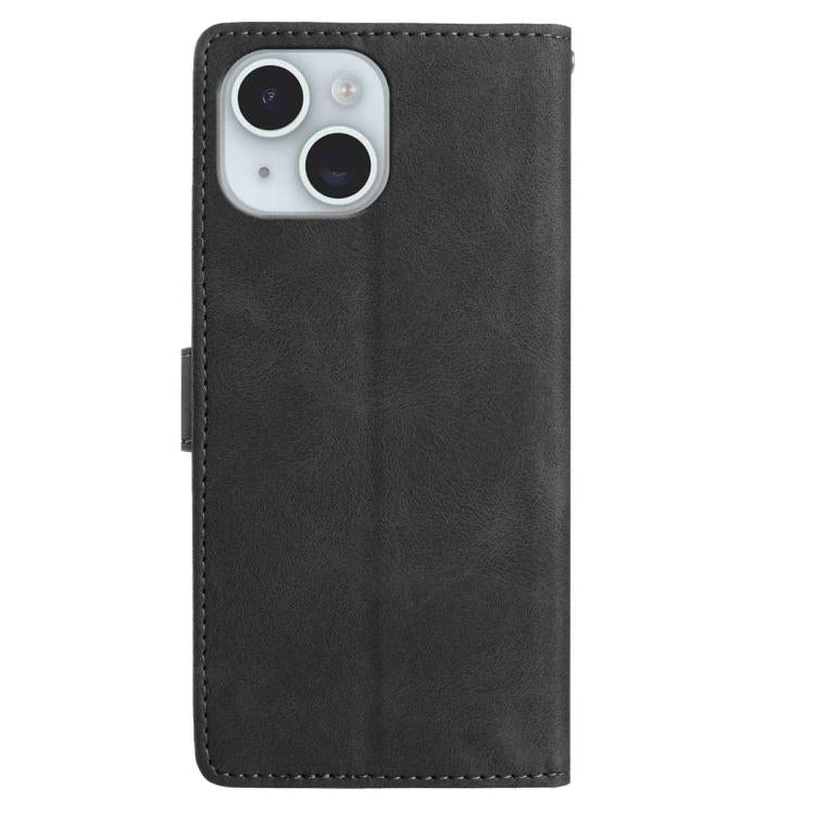 For iPhone 13 Skin Feel Embossed Feather Leather Phone Case