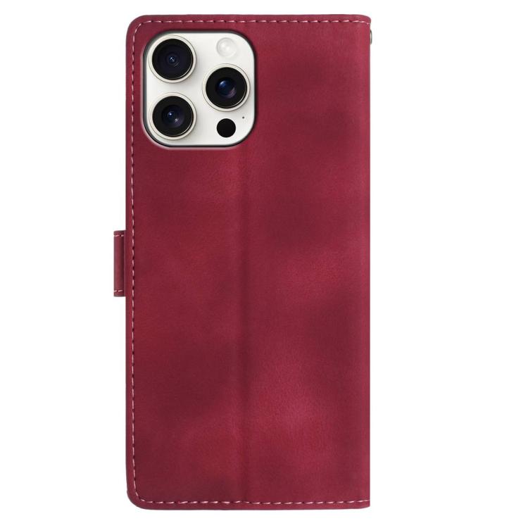 For iPhone 13 Pro Max Skin Feel Embossed Feather Leather Phone Case