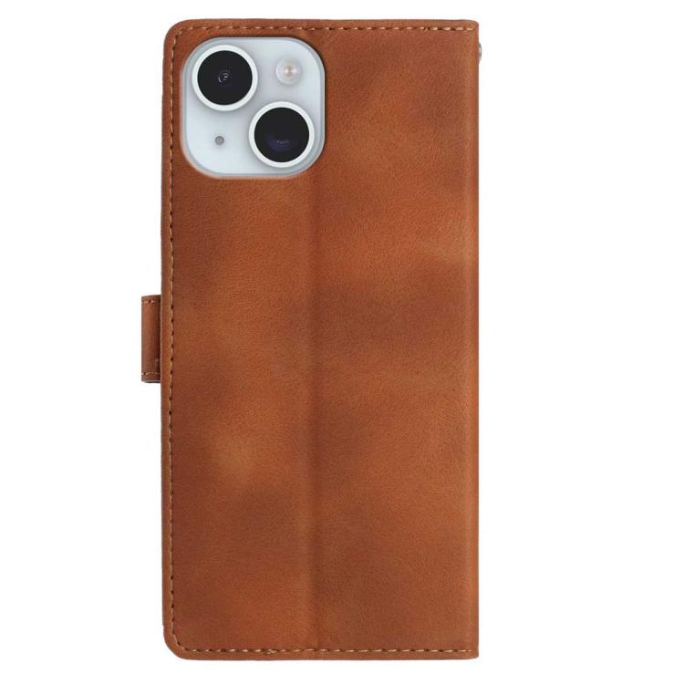 For iPhone 14 Skin Feel Embossed Feather Leather Phone Case