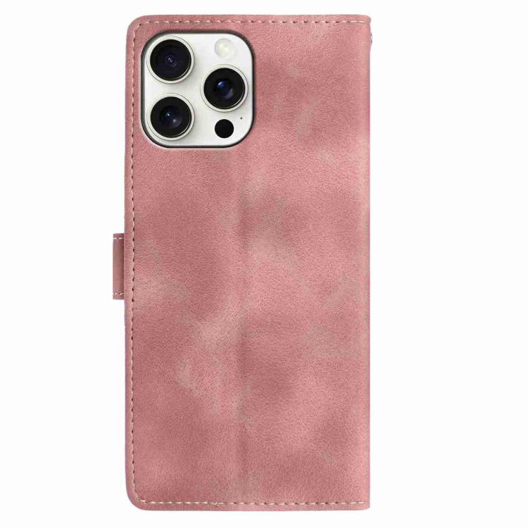 For iPhone 15 Pro Skin Feel Embossed Feather Leather Phone Case
