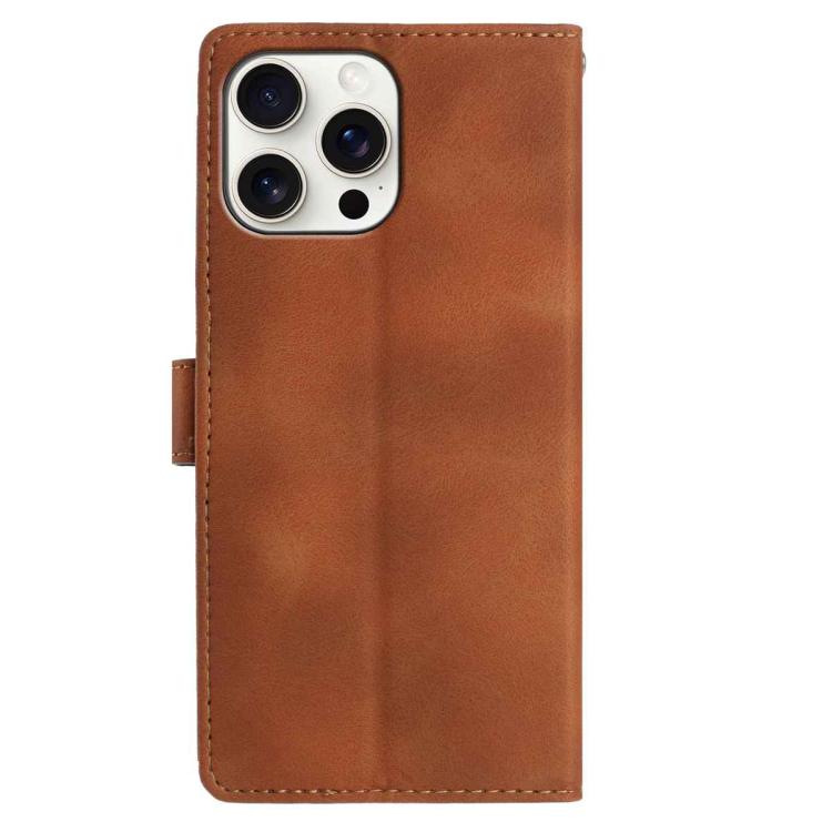 For iPhone 15 Pro Max Skin Feel Embossed Feather Leather Phone Case