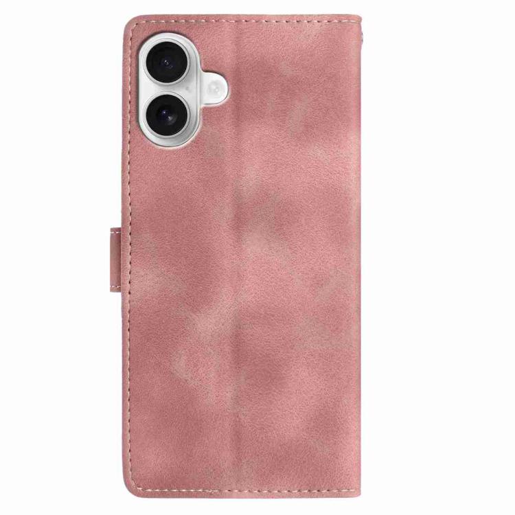 For iPhone 16 Skin Feel Embossed Feather Leather Phone Case