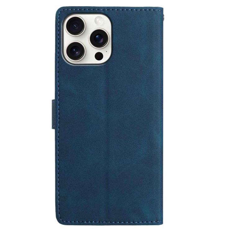 For iPhone 16 Pro Skin Feel Embossed Feather Leather Phone Case