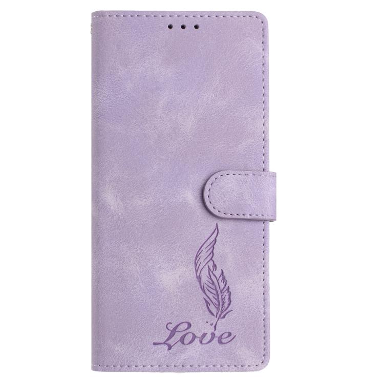 For iPhone 17 Skin Feel Embossed Feather Leather Phone Case